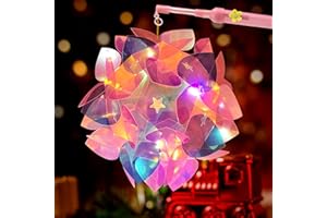 ANIEPAA Laterne Kinder, Laterne St Martin, Laternen Bastelset, Laterne Kinder mit Stab LED, Selbstgebaute Laterne Multicolor Laterne für St. Martin, Halloween, Weihnachten (Blume Schmetterling-Kristallrosa)