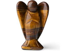 QINJIEJIE Tigerauge Engel Figur Schutzengel Natürliche Kristalle Edelsteine Heilung Kristall Wächter Statue Reiki Engel Figur Angel Deko Geschenke