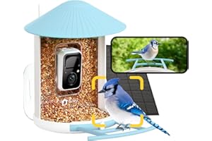 Netvue by Birdfy Mangiatoia per Uccelli con Telecamere per il birdwatching, 1080P Wireless Mangiatoia con Visione Notturna a Colori, Notifiche in Tempo Reale, Registrazione Automatica, Energia Solare