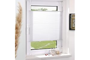 ‎GRANDEKOR Grandekor Plissee Klemmfix ohne Bohren Weiß 80x120cm(BxH) Plissees lichtdurchlässig Blickdicht Jalousien ohne Bohren Fensterrollo Klemmrollos Sonnenschutz Sichtschutz Faltrollo Rollos für Fenster