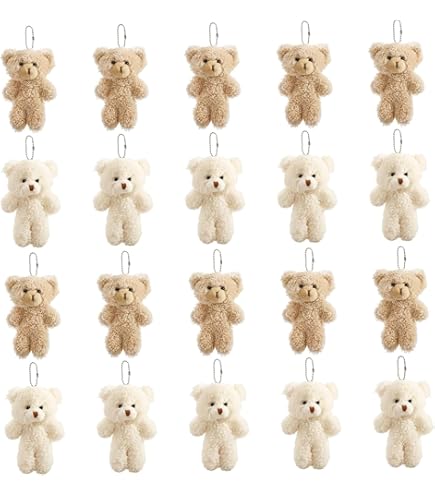 Jellycat Smudge Bear Bag Charm - Knuffelzachte Sleutelhanger - Beer en