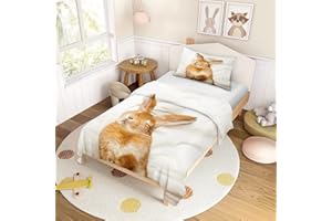 ENEN Copripiumino Singolo Bambina, Copripiumino Letto Singolo Ragazzo, Copripiumino 3D Coniglio Set Copripiumino Singolo per Bambini e Ragazzi (155x220cm,Sogno)