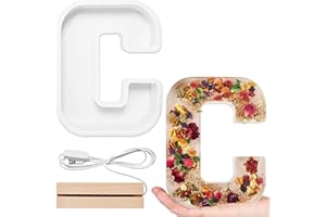 Pipihome Stampo in Resina a Forma di Lettera Maiuscola in Resina Epossidica con Base Leggera, con Lettere Dell'alfabeto A-Z per Decorazioni Fai da Te in 4D per Feste di Compleanno (C)