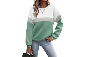 Minetom Pullover Women's Sweatshirt Colour Block Long Sleeve Crew Neck Jumper Autumn Winter Women Loose Casual Top Sports Streetwear Sweatshirts without Hood Long Sleeve Shirt