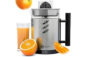 Balter ZP-03 Zitronenpresse Entsafter - 1L Tank, 120W, 2 Drehrichtungen & 2 Kegel Zitruspresse - Saftpresse - Juicer - Edelstahl, BPA Frei