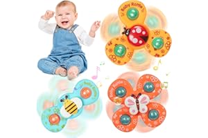 Ainiv Ventosa Spinner Top - 3PCS Ape Farfalla Coccinella Animali Simpatici per Il Bagno, Ventose Girevoli Sensoriali per Bambini
