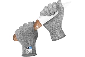 OSHYLE Guanti Antitaglio, con Protezione di Livello 5 ad Alte Prestazioni, Guanti da Lavoro di Sicurezza per Cucina, Affettatura Mandolino,Taglio di cCarne e Intaglio del Legno (L)