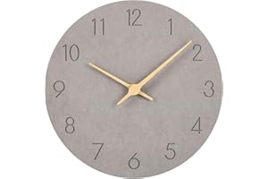 WARMINN 12 Inch Wall Clock Silent Non Ticking Large Wall Clock Modern Wooden Kids Gray Vintage Retro Farmhouse Rutic Wall Clocks for Kitchen Beddroom Shower Outdoor Garden Office Living Room Decor (Gray)