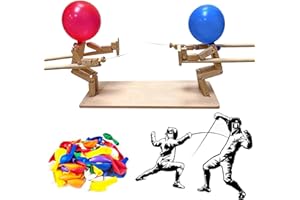 Pipihome Balloon Bamboo Man Battle, Marionette da Scherma in Legno Fatte a Mano con 50 Palloncini, 2024 Nuovi Handmade Wooden Fencing Puppets, Gioco di Combattimento per 2 Giocatori