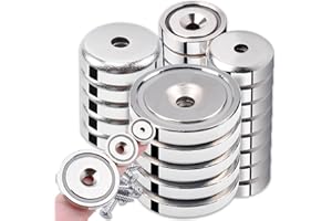 DGDUBRB 20 Stück Magnete Stark mit Loch, 3 Verschiedene Größen Neodym Magnete Extra Stark, Starke Magnet e mit Schrauben, Magne te Rund mit Loch zum Aufhängen An Der Wand, für Werkzeugräume, Küchen