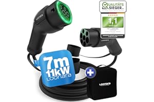 ‎LOONARA loonara Typ 2 Ladekabel 11kW 7m mit Tasche für E Hybrid - & E-Auto mit Typ 2 Ladekabel Stecker - Mode 3 Ladekabel Elektroauto Typ 2-16A ladekabel typ 2 kompatibel mit jedem Elektroauto schwarz