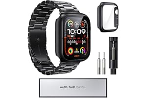 ARSIODPIER Compatible with Apple Watch Strap, 49mm 45mm 46mm 44mm 42mm 41mm 40mm 38mm, Metal iWatch Straps with Case for Apple Watch Ultra Series 10 9 8 7 6 5 4 3 2 1 SE