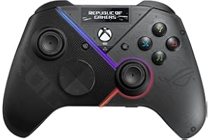 ASUS ROG Raikiri Pro – Manette gaming PC (Connectivité tri-mode USB-C filaire / 2,4 GHz / Bluetooth, Dalle OLED intégrée, 4 boutons à l'arrière, gâchettes sélectionnables, DAC ESS, Joystick)