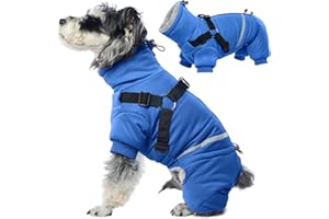 PUMYPOREITY Kurtka dla psa z uprzężą, ciepły płaszcz śnieżny dla psa, wodoodporny, wiatroszczelny, na zimę, zimną pogodę, przytulny płaszcz dla psa, kurtka dla psa z uprzężą (niebieski, XL)