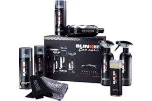 BLINKER Kit Nettoyage Voiture 10 pièces - Produits pour l'entretien et Le Nettoyage intérieur et Exterieur du véhicule - Inclus nettoyant Jantes, shampoing, lustrant, rénovateur de pneus...