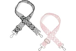 CICIING Lot de 2 bandoulières, réglables, pour Sacs, Largeur 3,8 cm, Sangle de Poche, réglable Entre 80 et 141 cm, pour Sacs à bandoulière et Sacs à Main, Noire + Rose