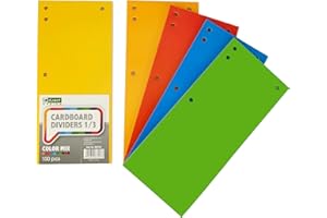 D.RECT ​​​​| Divisori in Cartone | Lotto di 100 | Nastri di Separazione Della Carta | Foglio A4 1/3 | 11x24 cm | 160 g | Per una Perfetta Separazione Degli Schedari | Nastri di Separazione | 5 Colori