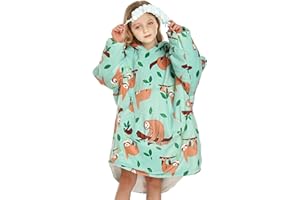 Adisputent Sherpa Hoodie Kinder Unisex Übergroße Hoodie Blanket Hoodie Sweatshirt Weich Warm Kapuzenpullover Poncho TV-Decke mit Größer Tasche für Jungen Mädchen
