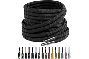 Puzeam 2 Paire Lacets Ronds pour Bottes, Lacets Résistants et Durables pour Chaussures de Travail, Chaussures de Randonnée, Chaussures de Sécurité