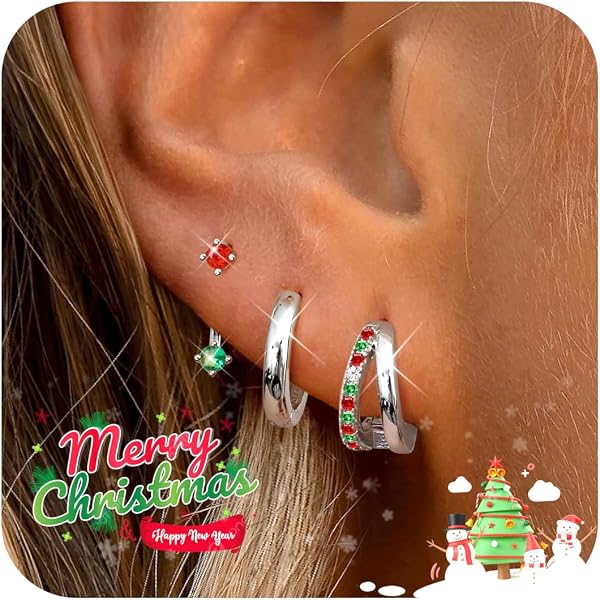 4 Paia Orecchini Argento 925 per le Donne Ragazze, 14K Placcato Oro Piccoli Orecchini Argento 925 Set Orecchini oro Zirconia per Piercing Multiple Tragus Cartilage (oro) (argento