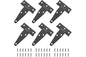 JESUSTREE 6 piezas Bisagras en T de Puertas Negra, 75cm, Bisagra con Correa en T a Prueba de Herrumbre, Bisagra para Granero de Puerta Resistente, con Tornillos, para Jardín, Ventanas, Vallas, Cobertizo