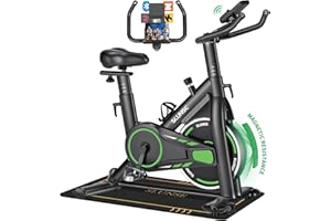 Velo d Appartement, SLUNSE Vélo d'Appartement connecté APPs avec Écran, Vélo d' Stationnaire pour la Maison avec Résistance Magnétique Réglable, Siège Moelleux et Réglage en Hauteur, Roulement 180KG