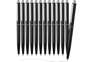MOTIBACK Penne a Sfera Nere 12 Pezzi - Penna Metallica Premium con Clip Acciaio 1.0mm per Ufficio Scuola Regalo (Nere)