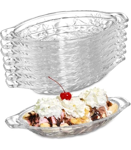 Vintage Clear Glass BANANA SPLIT Dish Set Of 6 Ice Cream Bowl Hot Dog Shaped 1980s Indiana Glass - View #13