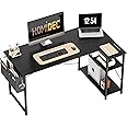 HOMIDEC L Shaped Desk 120CM Computer Desk Study Office Table Gaming Desk Writing Table With Bookshelf Reversible Corner Table For Home Office Studio Workstation