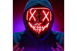 YOUBST Halloween Masken LED, Horror Halloween Maske Kinder & Erwachsene, Gruselmaske mit 4 Mod, Leuchtmaske Hallo ween Gesicht aus PVC für Karneval Party Kostüm Cosplay Dekoration