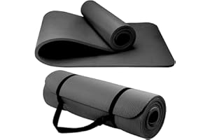 SOURCEDIY Yoga Mat Unisex Non-Slip Thick Foam Fitness Exercise Mat (10mm) Comes with Carrying Strap Lightweight Home Gym Workout Equipment for Yoga, Pilates, Stretching, Gymnastics Training & Camping