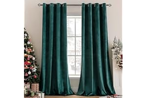MIULEE Cortinas Salon Terciopelo Verde Oscuro con Ojales, 2 Piezas Cortinas Terciopelo Invierno 140x260 CM (An x Al), Cortinas Termica Terciopelo para Dormitorio, Suave Cortina Habitacion Terciopelo