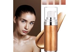 EHIOG Body Contour Highlighter Makeup, Body Cream Liquid Highlighting Drops, Waterproof Bronzer, Glow Illuminator, Shimmer Moisturizer Lotion Long-lasting Shine Brighten, For Face & Body(#03 Bronze Gold)