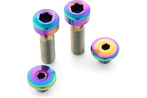 RISON-Titanium Set di 4 Viti per Leva del Freno per Bicicletta in Titanio M5, Bulloni del Coperchio del Cilindro Dell'olio, Viti per Bicicletta Bullone del Freno Idraulico Bici per Shimano XT