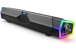 Bazivve V18 Plus Computer Speakers, USB Powered Bluetooth V5.3 Computer SoundBar, RGB PC Gaming Speakers for Desktop Laptop Phone, Black