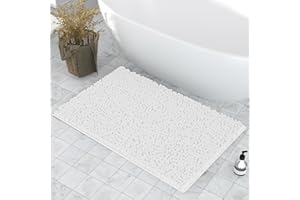 DTXDTech 50 x 80 cm Bath Mat, Non Slip Bathroom Mat, Chenille 20 * 32inch Toilet Rug, Soft and Absorbent Bath Mat Set for Bathroom, Bedroom, Kitchen(White)