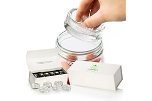 myFERMENTS Fermentation Glass Weights (6 Pack) - Set for Fermenting, Canning, Pickling - Large Diameter for Wide-Mouth Mason Jars - Packer with Easy-Grip Handle - Magnetic Storage Box