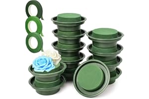 Woohome 15 Stück Blumenschaum DIY 12 Stück Steckmasse Blumen Steckschaum Blumensteckschaum Nasssteckschaum und Blumenbändern für Partydekoration, Hochzeitsgang Blumen