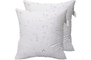 ACCENTHOME Outdoor Pillow Inserts 20 x 20 ( Pack of 2) Waterproof Hypoallergenic Sham Stuffer | White Square Water Resistant Throw Pillows Insert | Decorative Pillow Filler Forms for Patio , Chair