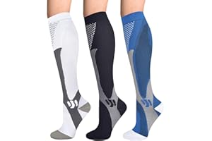 Evolyline 3 pary pończoch uciskowych dla kobiet i mężczyzn, 15-25 mmHg, skarpety uciskowe, wysoki komfort, do uprawiania sportu, biegania, lotu, podróży, jazdy na rowerze, jazdy na rowerze