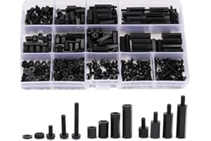 Jucoan 380PCS M3 Male Female Nylon Hex Spacer Standoffs Screws Nuts Assortment Kit Threaded Pillar PCB Motherboard (Black)