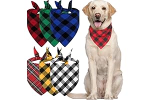THXFUNAREA 6er Set Halstuch Hund Klassisches Kariertes Hundehalstuch aus Hunde Dreiecks Halstuch - Verstellbares Bandana Dreieckstuch Weihnachten Hund Halstuch für Weihnachten hundekostüm