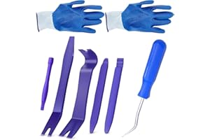 HSLXBY 5 sztuk narzędzi do demontażu samochodu, z rękawiczkami, uniwersalny zestaw narzędzi do demontażu wnętrza samochodu, do naprawy okładzin samochodowych, listew ozdobnych, klinów, narzędzie do usuwania