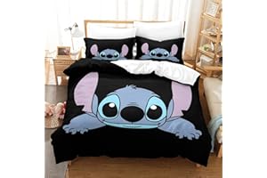 EMNY XIAOZXEYYA Stitch Kinder Bettwäsche Print Mikrofaser Bettbezug Mit Kopfkissenbezug, Jungen Teens Bettwäsche Set Kinder Erwachsene, Weich Haltbar Atmungsaktive Single（135x200cm）