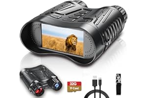 Binocolo Visione Notturna, Hojocojo Visore Notturno 4K 3" TFT LCD 8X Digitale Zoom 7-LIVELLI Infrarossi Vista 300M al 100% Buio per la Caccia Osservazione Uccelli Con 32GB per HD Foto & Video