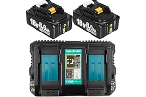 QINYCON 2 Stück 8000mAh Li-ion Ersatzakku für makita akku 18v mit ladegerät DC18RD Dual Port 4A für Makita 18V BL1860 BL1860B BL1850B BL1850 BL1840 BL1830 LXT-400 und DC18RCT DC18RA DC18RD ladegerät