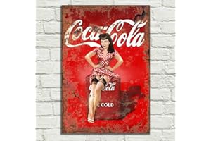 LBS4ALL Coca Pin up girl Signs Metal Plaque Aluminium Vintage Pub Tiki Bar Home Cafe Wall Beer Retro Club