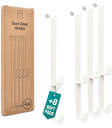 Handtuchhaken über Der Tür – 5 Haken, Weiß, Sandgestrahlt, Für Türen 3,5–4,5 Cm Dicke