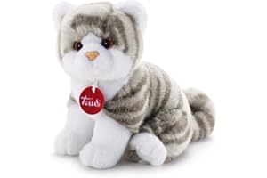 Trudi Gattino Brad tigrato grigio Gatto peluche gioco, regalo di Natale e compleanno, riproduzione realistica | 14x18x20cm taglia S | Classici gatti peluche | modello 20851