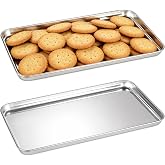 2 Pieces Stainless Steel Oven Tray, 22.8 x 14.7 x 1.2 cm | Heavy Duty Rectangular Stainless Steel Baking Tray, Multifunctiona